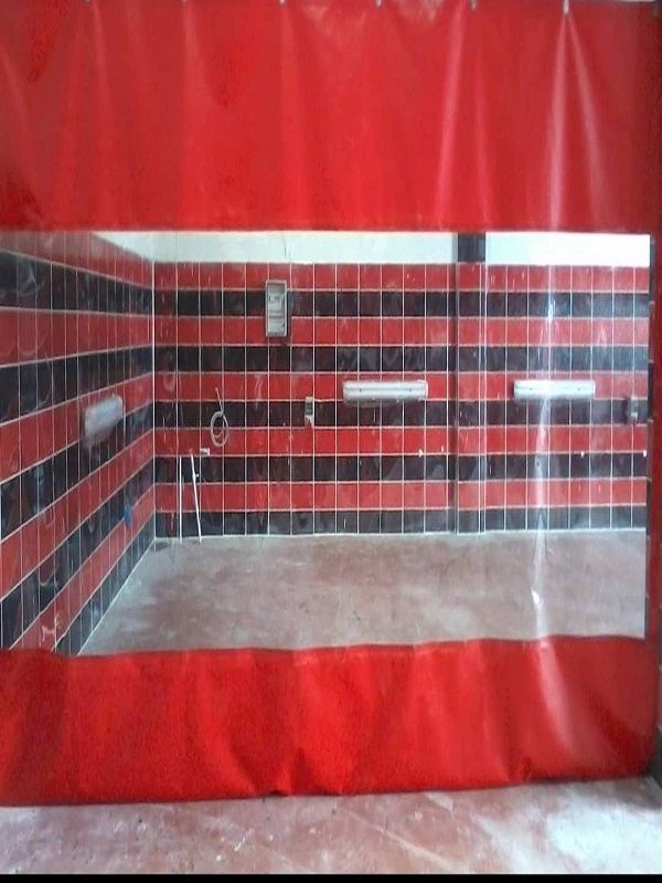 530x220 şeffaf perde kornezli kapsüllü altı ve üstü renkli branda